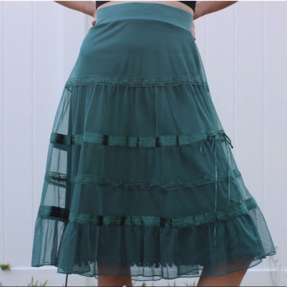 Matilda Jane Teal Blue Midi Skirt - Size Small
